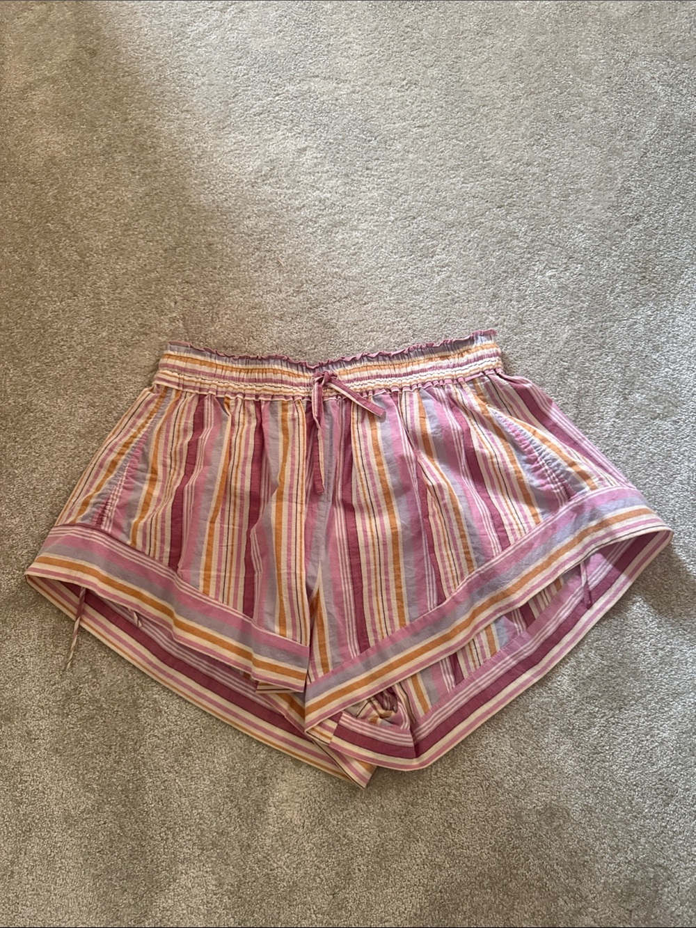 Isabel Marant Cotton Stripe Drawstring Shorts. Size 38 French